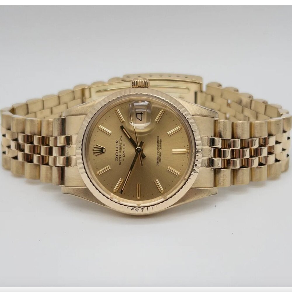 Rolex 14kt Yellow Gold Men's 34mm Dial Watch With Papers